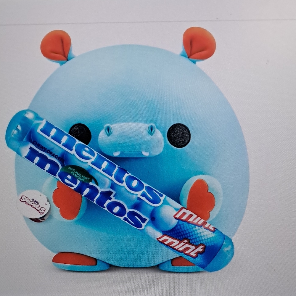 Blue Hippo Plush Toy with Mentos Theme